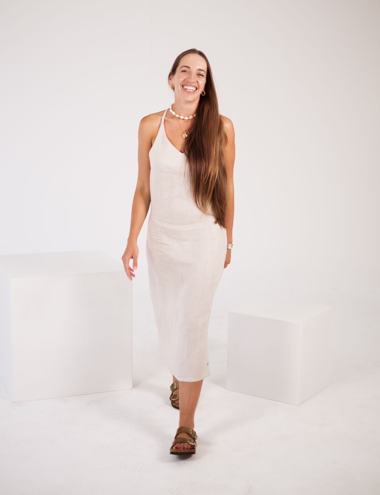 Beige Linen Dress