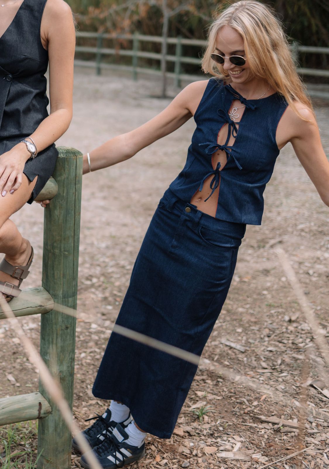 Denim Tie Top