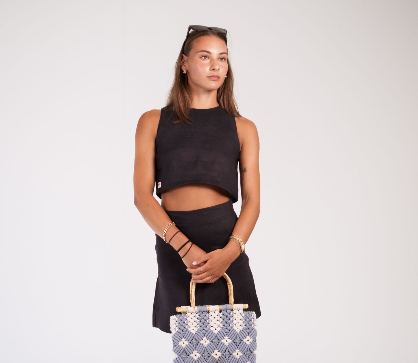 Navy Linen Top
