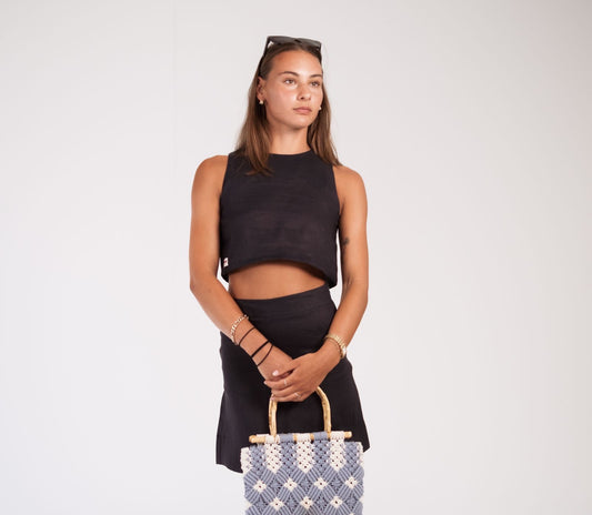 Navy Linen Top