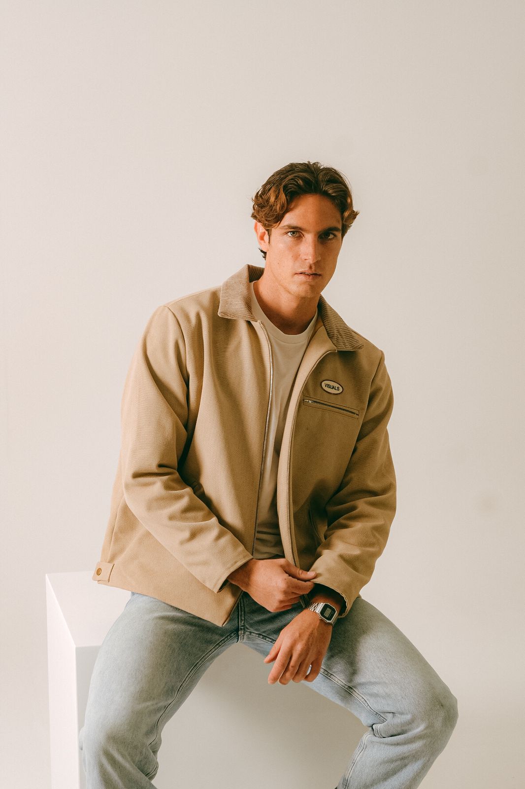 Beige canvas jacket best sale