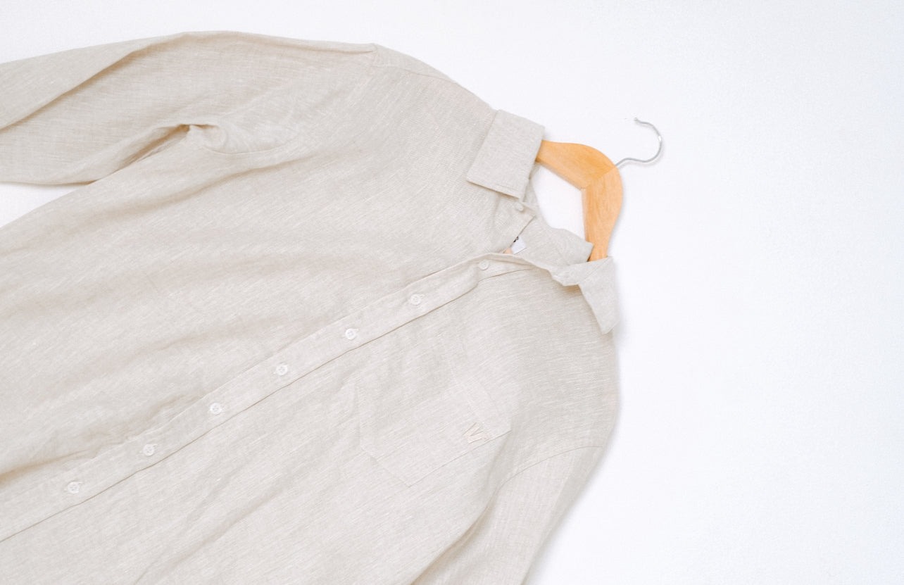 Mens Linen Long Sleeve - Beige