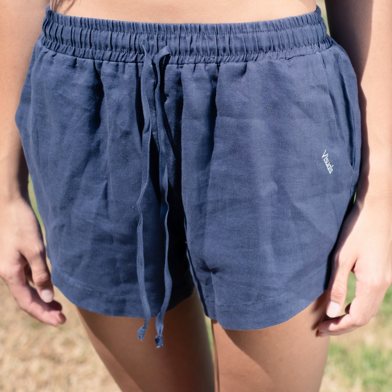 Ladies Linen Shorts - Navy