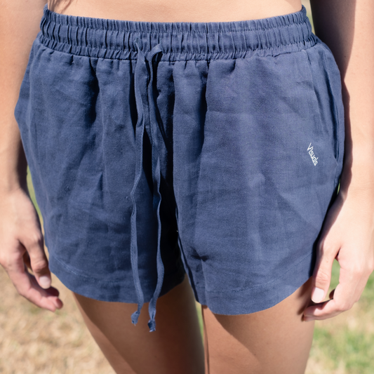 Ladies Linen Shorts - Navy