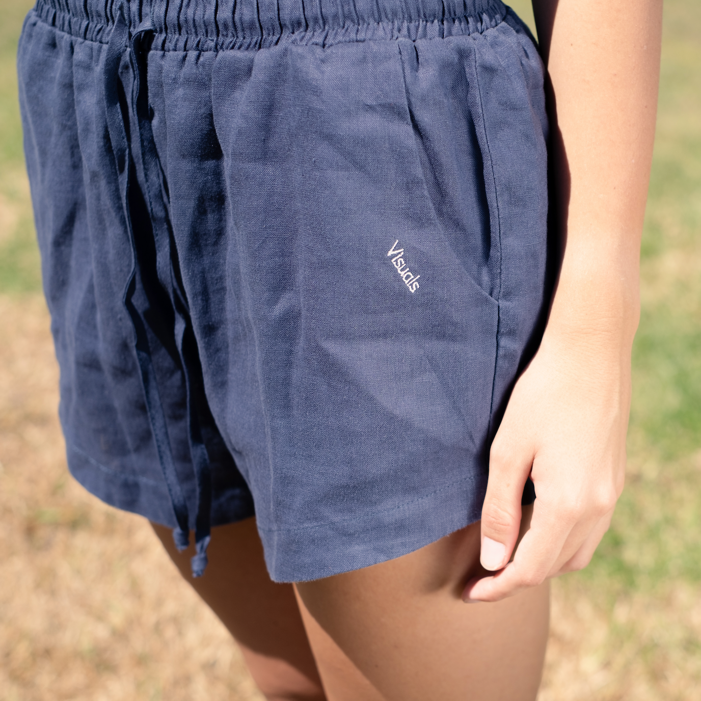 Ladies Linen Shorts - Navy