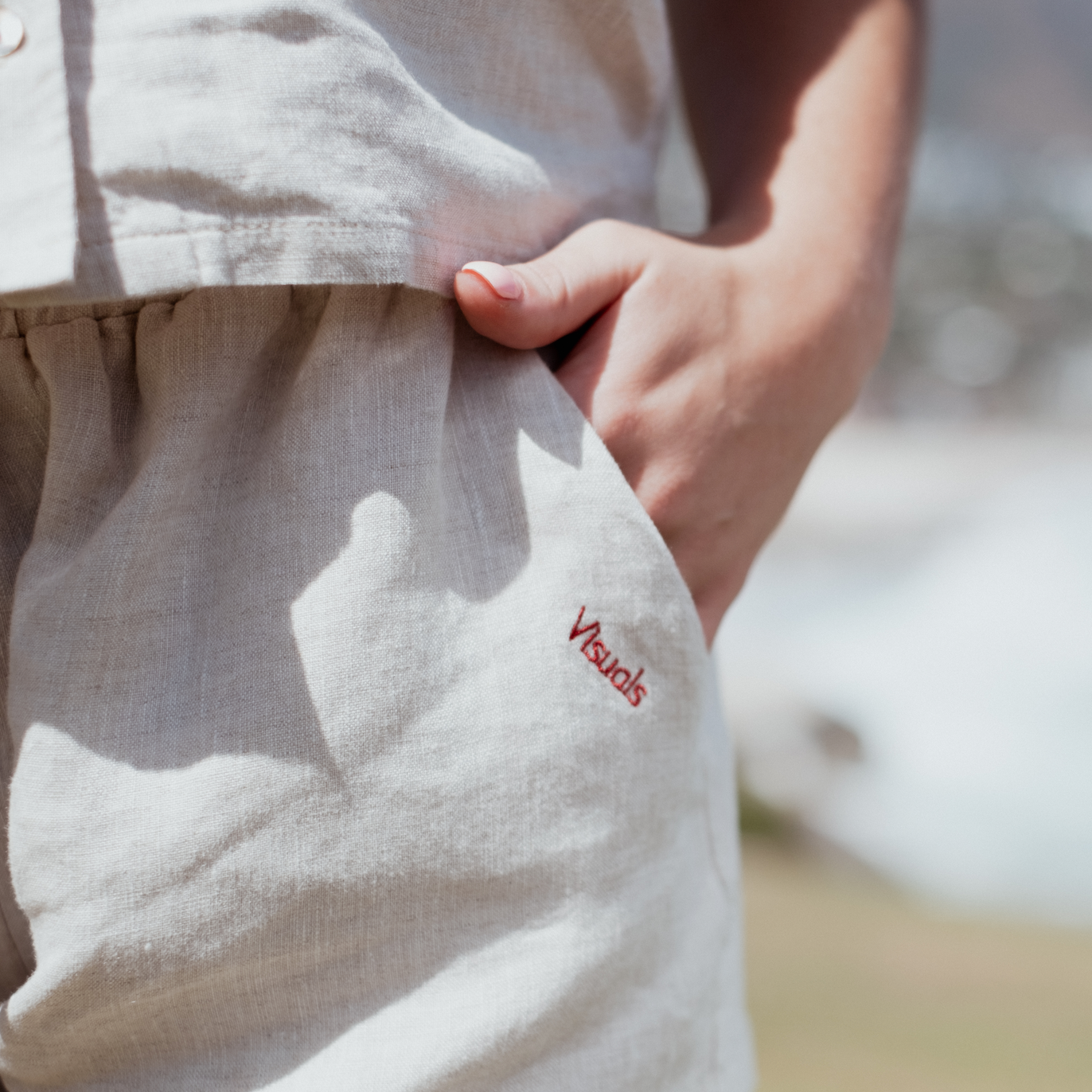 Ladies Linen Shorts - Natural